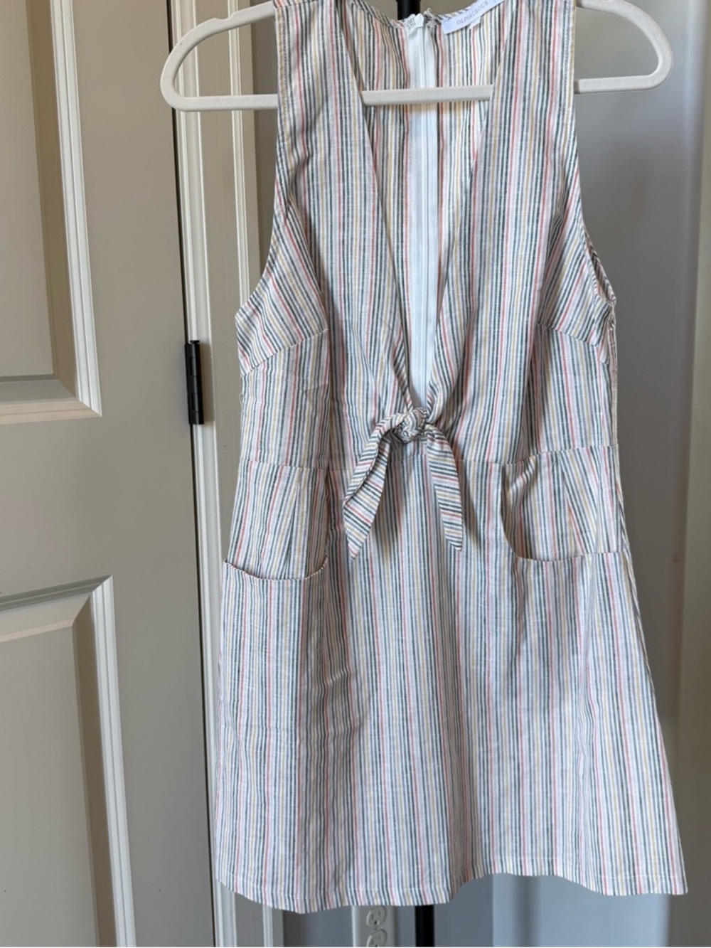 Striped Tie Front Midi Dress M Lightweight Summer Anthropologie Style